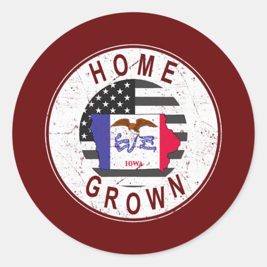 Proud America State Flag US Home Groot Iowa Ronde Sticker (Voorkant)