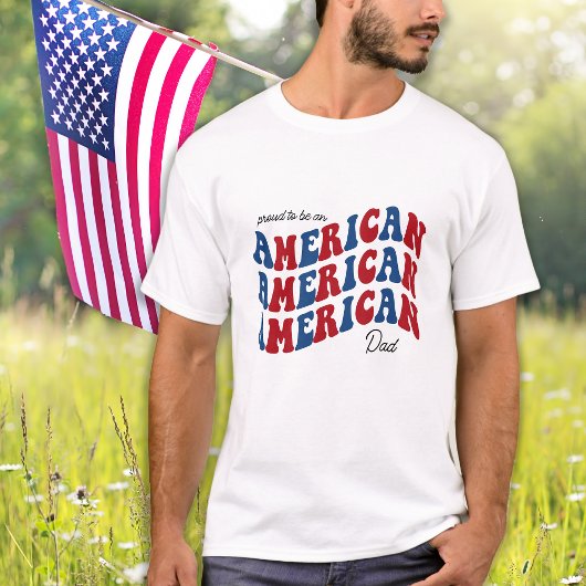 Proud AMERICAN Dad Red Blue Patriotic 4 juli T-shirt