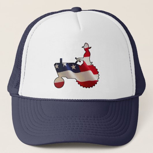 Proud American Farmer USA Flag Tractor Trucker Pet (Voorkant)
