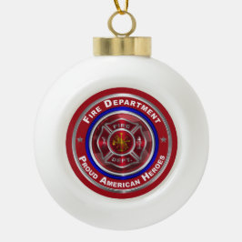 Proud American Firefighter Keramische Bal Ornament