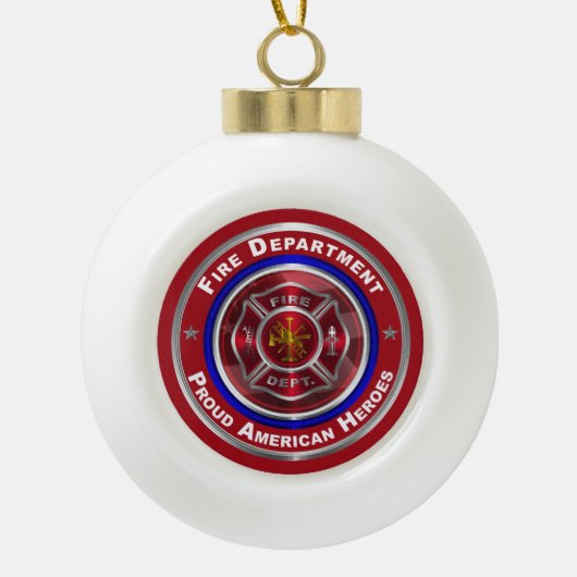 Proud American Firefighter Keramische Bal Ornament (Voorkant)