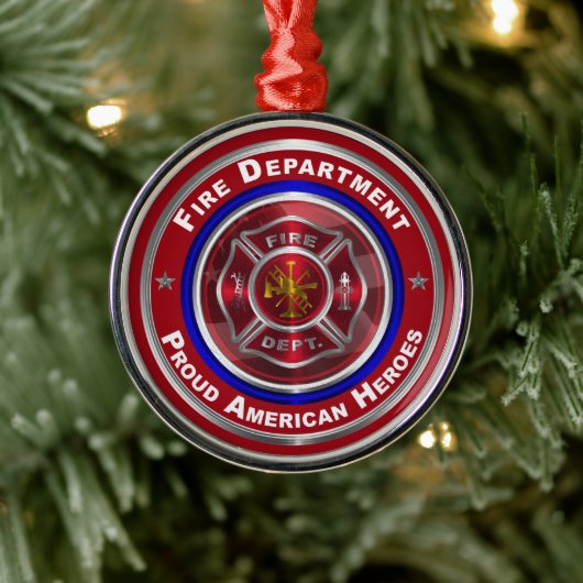 Proud American Firefighter kerst Metalen Ornament (Boom)