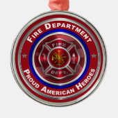 Proud American Firefighter kerst Metalen Ornament (Voorkant)