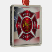 Proud American Firefighter kerst Metalen Ornament (Rechts)