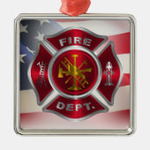 Proud American Firefighter kerst Metalen Ornament (Voorkant)