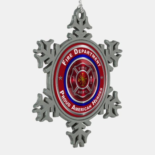 Proud American Firefighter Tin Sneeuwvlok Ornament (Links)