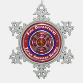 Proud American Firefighter Tin Sneeuwvlok Ornament (Voorkant)