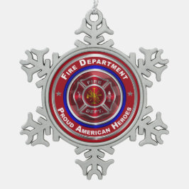 Proud American Firefighter Tin Sneeuwvlok Ornament