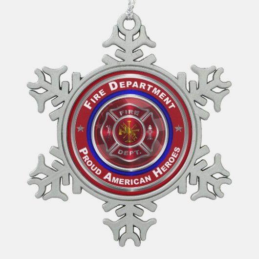 Proud American Firefighter Tin Sneeuwvlok Ornament (Voorkant)