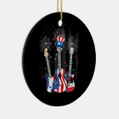 Proud American Flag Guitar Fireworks Patriottic 4t Keramisch Ornament (Rechts)