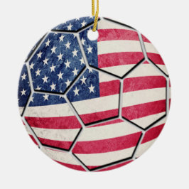 Proud American Flag Voetbal Keramisch Ornament