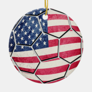 Proud American Flag Voetbal Keramisch Ornament