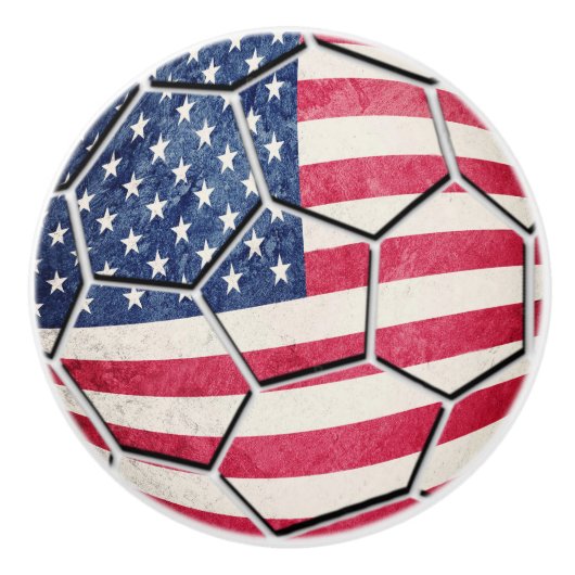 Proud American Flag Voetbal Keramische Knop (Voorkant)