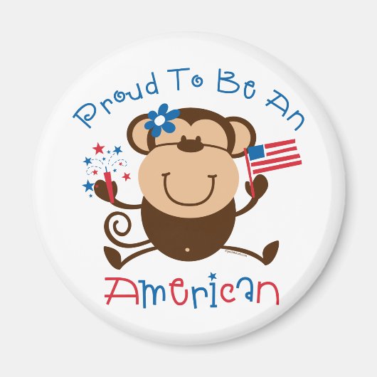 Proud American Girl Monkey Magneet (Voorkant)