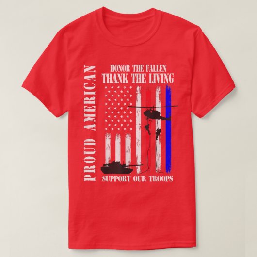 Proud American Honor The Fallen Dank jullie vetera T-shirt (Design voorkant)