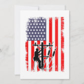 Proud American Lineman Patriotic Utility Worker Kaart (Voorkant)