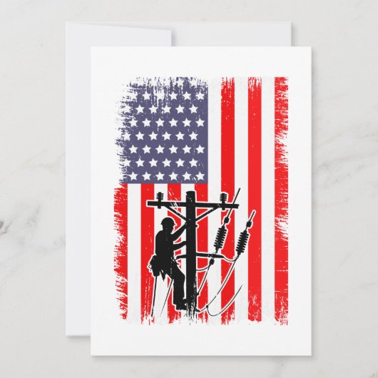 Proud American Lineman Patriotic Utility Worker Kaart (Voorkant)