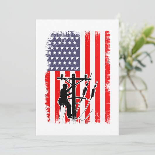 Proud American Lineman Patriotic Utility Worker Kaart (Staand voorkant)