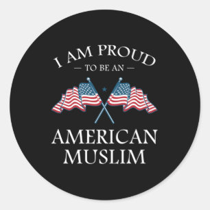 Proud American Muslim Islam USA Flag Allah Gift Ronde Sticker