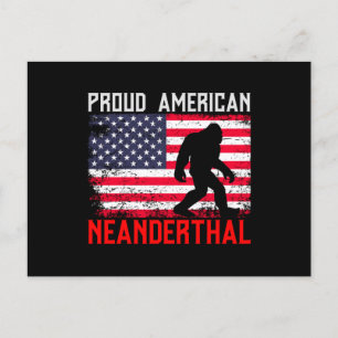Proud American Neanderthal   USA Flag & Bigfoot Briefkaart