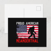 Proud American Neanderthal | USA Flag & Bigfoot Briefkaart (Voorkant / Achterkant)