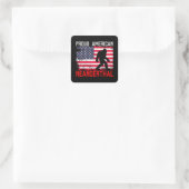 Proud American Neanderthaler | Amerikaanse vlag &  Vierkante Sticker (Tas)