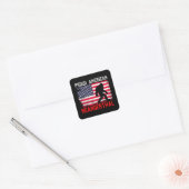 Proud American Neanderthaler | Amerikaanse vlag &  Vierkante Sticker (Envelop)