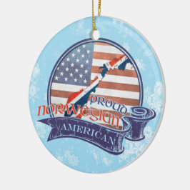 Proud American Norwegian Kerstornament Keramisch Ornament