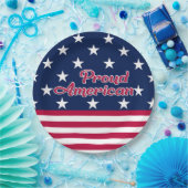 Proud American patriotic star & stripes usa Papieren Bordje (Feest)