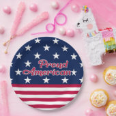 Proud American patriotic star & stripes usa Papieren Bordje (Feest)