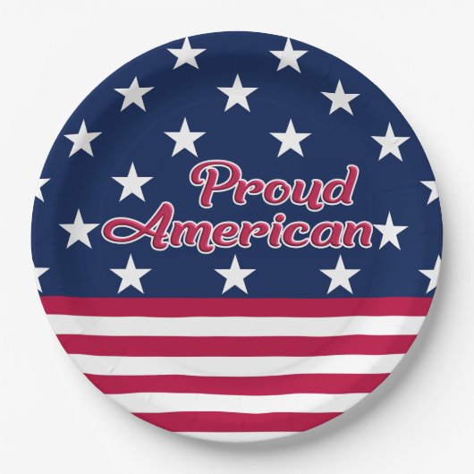 Proud American patriotic star & stripes usa Papieren Bordje (Voorkant)
