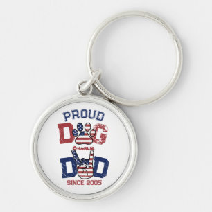 Proud American Pet Dog Dad Lover US Flag Keych Sleutelhanger