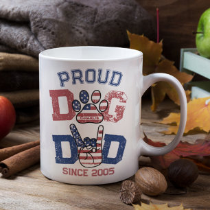Proud American Pet Dog Dad Lover US Flag Koffiemok