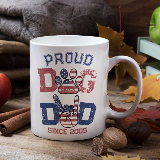 Proud American Pet Dog Dad Lover US Flag Koffiemok