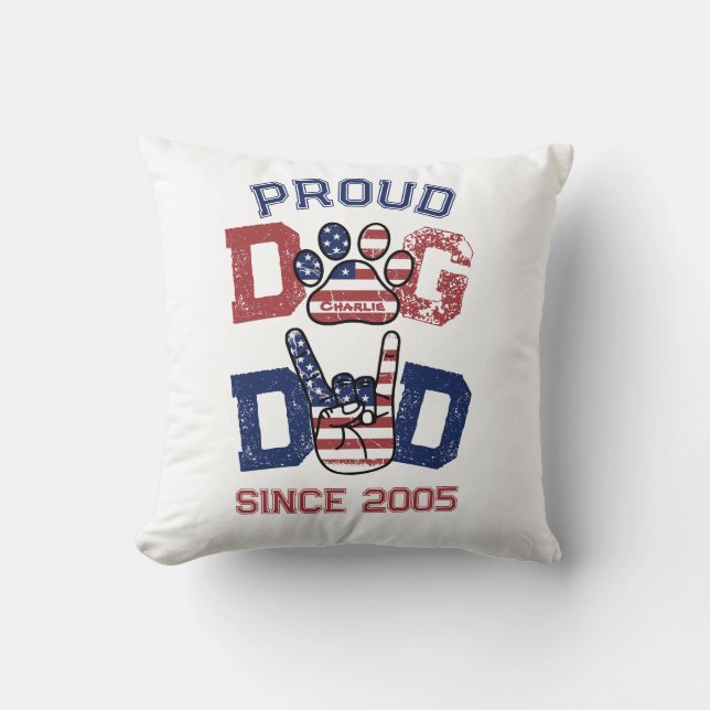 Proud American Pet Dog Dad Lover US Flag Kussen (Voorkant)