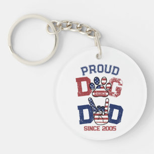 Proud American Pet Dog Dad Lover US Flag Sleutelhanger