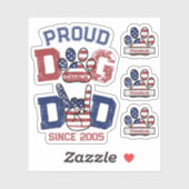 Proud American Pet Dog Dad Lover US Flag Sticker (Vel)