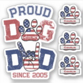 Proud American Pet Dog Dad Lover US Flag Sticker (Voorkant)