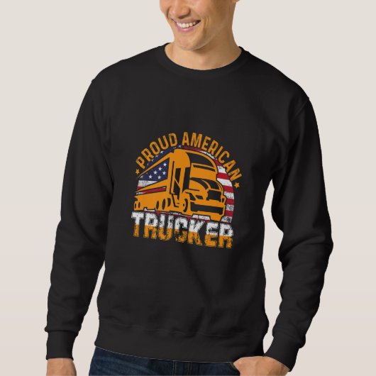 Proud American Trucker American Flag Truck Driver  Trui (Voorkant)