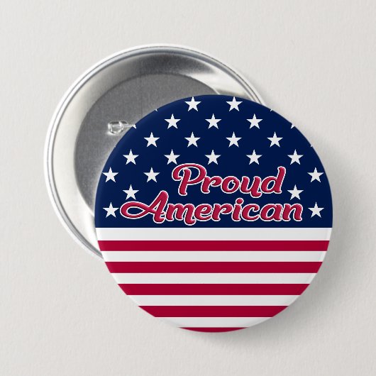 Proud American USA vlag sterren en strepen Ronde Button 7,6 Cm (Voorkant /achterkant)