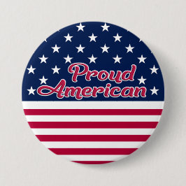 Proud American USA vlag sterren en strepen Ronde Button 7,6 Cm
