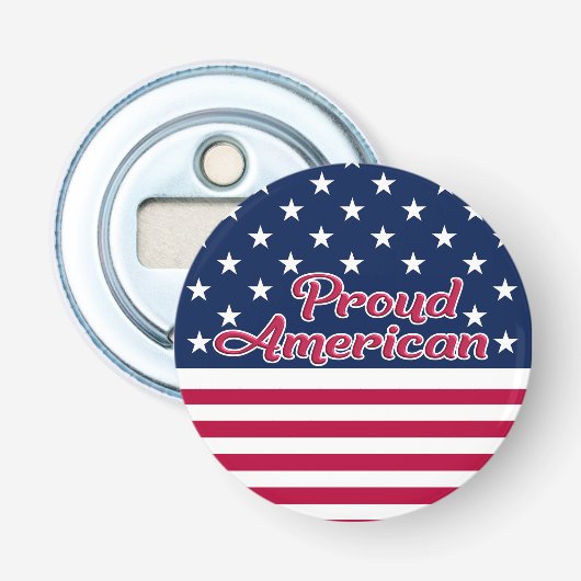 Proud American USA vlag sterren & strepen Button Flesopener (Voorkant)