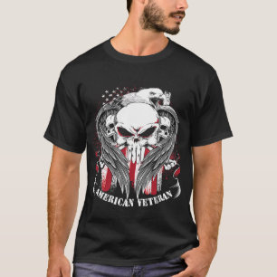Proud American Veteran US Soldier American Flag Sk T-shirt