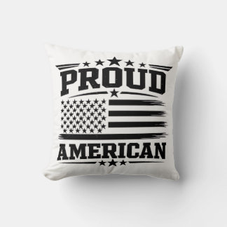 Proud Amerikaanse Vlag Witte Worp Kussen