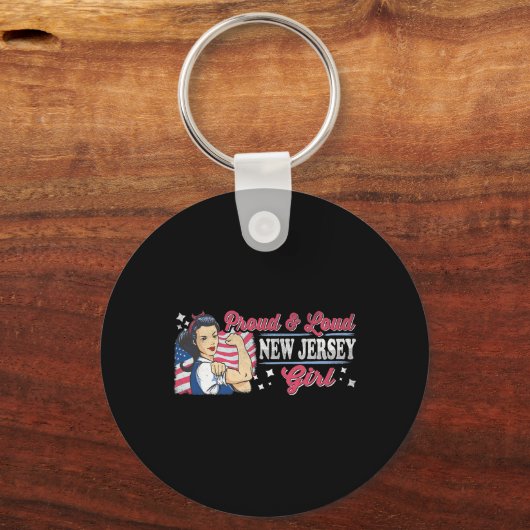 Proud &amp; Loud New Jersey Girl Proud American Wo Sleutelhanger (Voorkant)