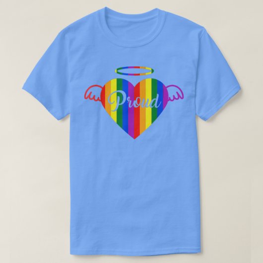 Proud Angel Heart LGBTQ Rainbow Pride Flag Heart T-shirt (Design voorkant)