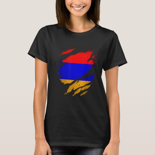 Proud Armenian Torn Ripped Armenia Flag T-shirt (Voorkant)