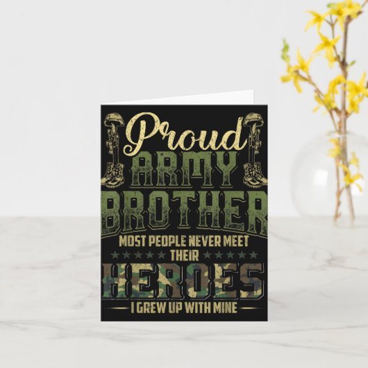Proud Army Brother T-shirt Patriotisch Militair Ve Kaart (Gele Bloem)