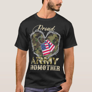 Proud Army Godmoeder met Heart American Flag voor  T-shirt