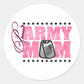 Proud Army Mam Pink Camo Ronde Sticker